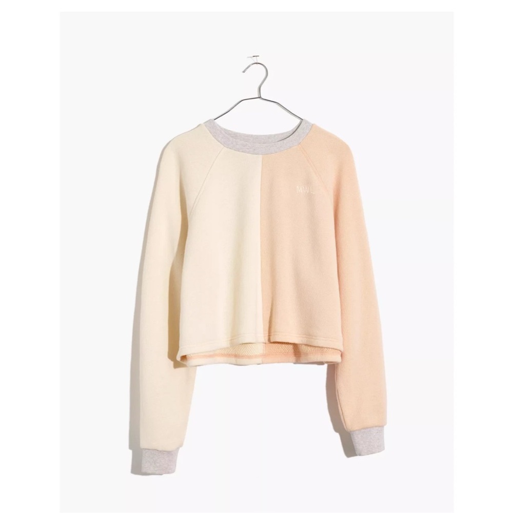 Madewell MWL Airyterry Colorblock Cropped Sweatshirt - Size XS - NWT